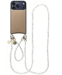 AVY Apple iPhone 17 Pro Max Beige Leren Hoesje met Koord Perla Chic Set afbeelding