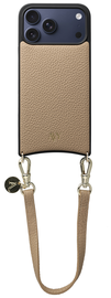 AVY Apple iPhone 17 Pro Max Beige Leren Hoesje met Koord Short Leather