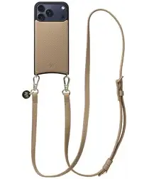 AVY Apple iPhone 17 Pro Max Beige Leren Hoesje met Koord Long Leather afbeelding