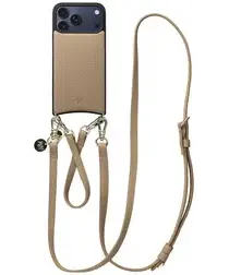 AVY Apple iPhone 17 Pro Max Beige Leren Hoesje met Koord Leather Set afbeelding