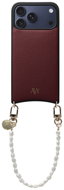 AVY Apple iPhone 17 Pro Max Burgundy Leren Hoesje met Koord Perla Chic afbeelding
