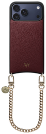 AVY Apple iPhone 17 Pro Max Burgundy Leren Hoesje met Koord Aurum Lien