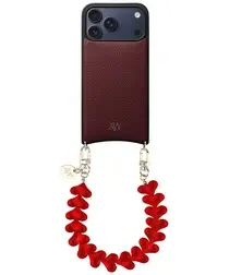 AVY Apple iPhone 17 Pro Max Burgundy Leren Hoesje met Koord Cupid Clear Red afbeelding