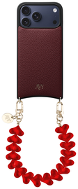 AVY Apple iPhone 17 Pro Max Burgundy Leren Hoesje met Koord Cupid Clear Red afbeelding