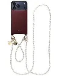 AVY Apple iPhone 17 Pro Max Burgundy Leren Hoesje met Koord Perla Chic Set afbeelding