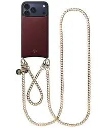 AVY Apple iPhone 17 Pro Max Burgundy Leren Hoesje met Koord Aurum Lien Set afbeelding