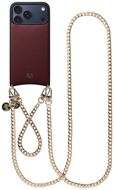 AVY Apple iPhone 17 Pro Max Burgundy Leren Hoesje met Koord Aurum Lien Set afbeelding