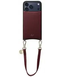 AVY Apple iPhone 17 Pro Max Burgundy Leren Hoesje met Koord Short Leather afbeelding