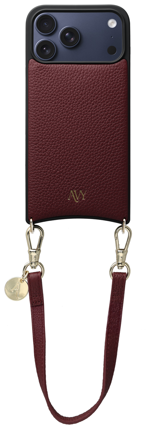 AVY Apple iPhone 17 Pro Max Burgundy Leren Hoesje met Koord Short Leather afbeelding 1