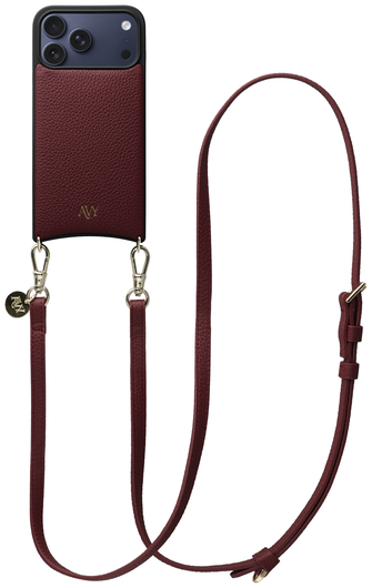 AVY Apple iPhone 17 Pro Max Burgundy Leren Hoesje met Koord Long Leather afbeelding 1