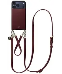 AVY Apple iPhone 17 Pro Max Burgundy Leren Hoesje met Koord Leather Set afbeelding