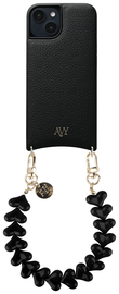 AVY Apple iPhone 15 Zwart Leren Hoesje met Koord Cupid Black