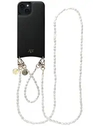 AVY Apple iPhone 15 Zwart Leren Hoesje met Koord Perla Chic Set afbeelding