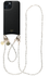 AVY Apple iPhone 15 Zwart Leren Hoesje met Koord Perla Chic Set