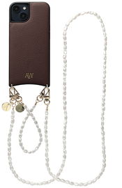 AVY Apple iPhone 15 Bruin Leren Hoesje met Koord Perla Chic Set afbeelding