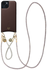 AVY Apple iPhone 15 Bruin Leren Hoesje met Koord Silver Spark Set afbeelding 1