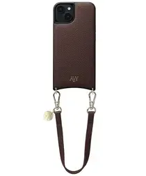 AVY Apple iPhone 15 Bruin Leren Hoesje met Koord Short Leather afbeelding