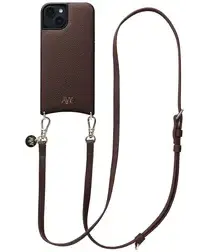 AVY Apple iPhone 15 Bruin Leren Hoesje met Koord Long Leather afbeelding