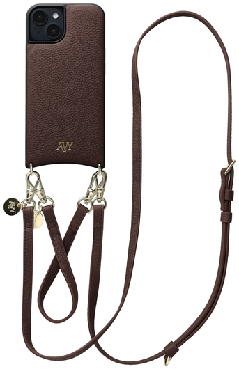 AVY Apple iPhone 15 Bruin Leren Hoesje met Koord Leather Set afbeelding 1
