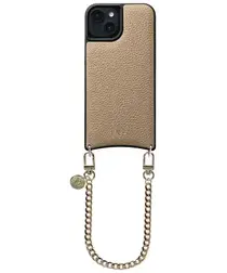 AVY Apple iPhone 15 Beige Leren Hoesje met Koord Aurum Lien afbeelding