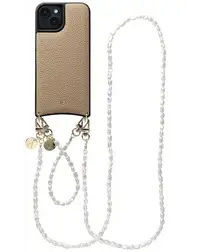 AVY Apple iPhone 15 Beige Leren Hoesje met Koord Perla Chic Set afbeelding