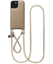 AVY Apple iPhone 15 Beige Leren Hoesje met Koord Aurum Lien Set afbeelding