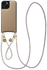 AVY Apple iPhone 15 Beige Leren Hoesje met Koord Silver Spark Set