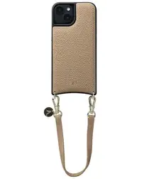 AVY Apple iPhone 15 Beige Leren Hoesje met Koord Short Leather afbeelding