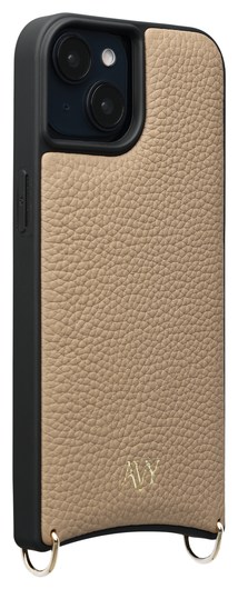 AVY Apple iPhone 15 Beige Leren Hoesje met Koord Long Leather afbeelding 11