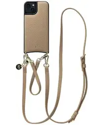 AVY Apple iPhone 15 Beige Leren Hoesje met Koord Leather Set afbeelding