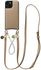 AVY Apple iPhone 15 Beige Leren Hoesje met Koord Leather and Silver