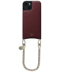 AVY Apple iPhone 15 Burgundy Leren Hoesje met Koord Aurum Lien afbeelding