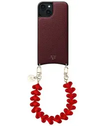AVY Apple iPhone 15 Burgundy Leren Hoesje met Koord Cupid Clear Red afbeelding