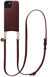 AVY Apple iPhone 15 Burgundy Leren Hoesje met Koord Long Leather
