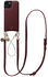 AVY Apple iPhone 15 Burgundy Leren Hoesje met Koord Leather and Pearls