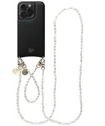 AVY Apple iPhone 15 Pro Zwart Leren Hoesje met Koord Perla Chic Set afbeelding