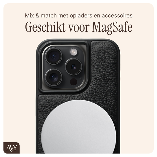 AVY Apple iPhone 15 Pro Zwart Leren Hoesje met Koord Silver Spark Set afbeelding 7