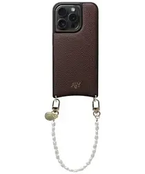 AVY Apple iPhone 15 Pro Bruin Leren Hoesje met Koord Perla Chic afbeelding