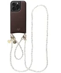 AVY Apple iPhone 15 Pro Bruin Leren Hoesje met Koord Perla Chic Set afbeelding