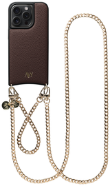 AVY Apple iPhone 15 Pro Bruin Leren Hoesje met Koord Aurum Lien Set