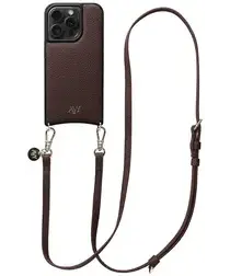 AVY Apple iPhone 15 Pro Bruin Leren Hoesje met Koord Long Leather afbeelding