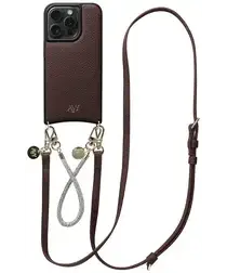AVY Apple iPhone 15 Pro Bruin Leren Hoesje met Koord Leather and Silver afbeelding