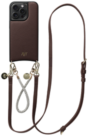 AVY Apple iPhone 15 Pro Bruin Leren Hoesje met Koord Leather and Silver afbeelding