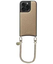 AVY Apple iPhone 15 Pro Beige Leren Hoesje met Koord Aurum Lien afbeelding