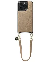 AVY Apple iPhone 15 Pro Beige Leren Hoesje met Koord Short Leather afbeelding