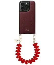 AVY Apple iPhone 15 Pro Burgundy Leren Hoesje met Koord Cupid Clear Red afbeelding