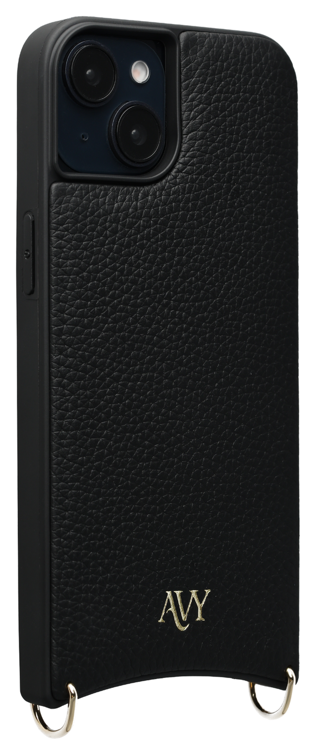 AVY Apple iPhone 13 / 14 Zwart Leren Hoesje met Koord Cupid Black afbeelding 12