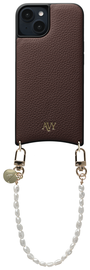 AVY Apple iPhone 13 / 14 Bruin Leren Hoesje met Koord Perla Chic