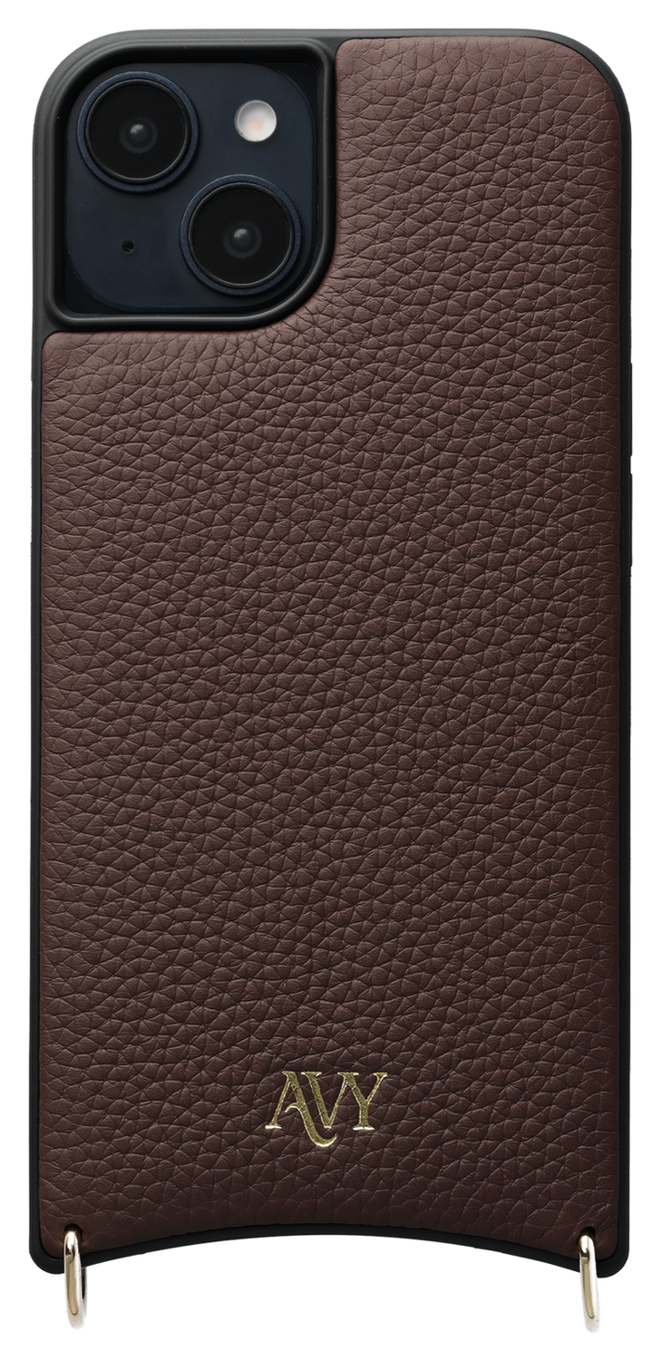 AVY Apple iPhone 13 / 14 Bruin Leren Hoesje met Koord Aurum Lien afbeelding 11