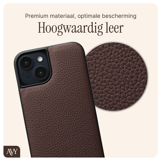 AVY Apple iPhone 13 / 14 Bruin Leren Hoesje met Koord Aurum Lien afbeelding 5